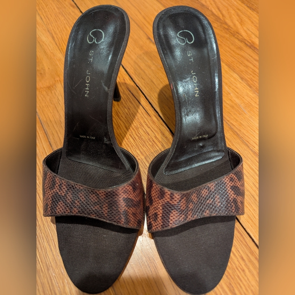 Beautiful Lightweight St. John Animal Print Heels - Sz 7.5 - Made In Italy